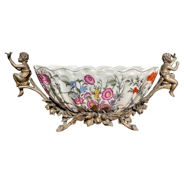 Porcelain and Bronze Cup Planter