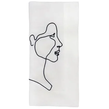 Portrait Embroidered Linen Napkin by Huddleson