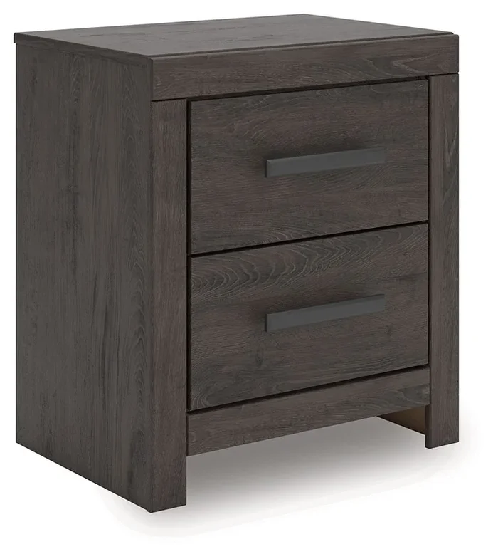 Prendonea – Two Drawer Night Stand – Charcoal