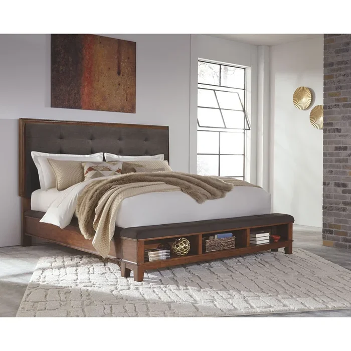 Ralene – Medium Brown – King Upholstered Panel Bed