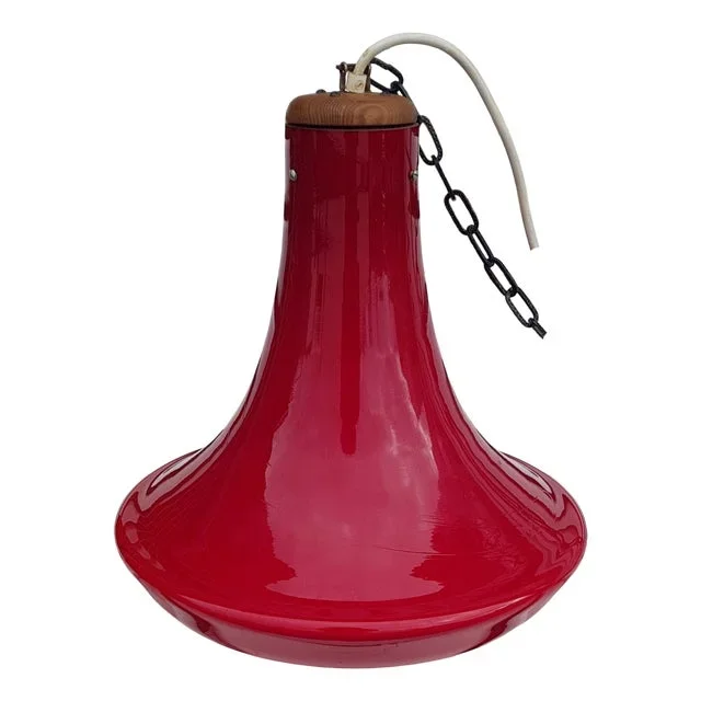 Red Glass Pendant Light, 1970s
