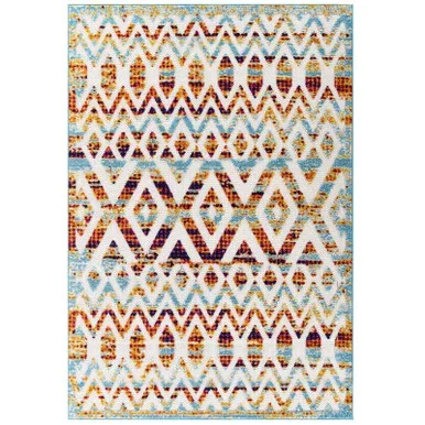 Reflect Tamako Diamond and Chevron Moroccan Trellis 5×8 Indoor / Outdoor Area Rug / R-1177-58
