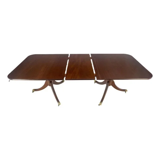 Regency Solid Mahogany Double Pedestal 1×17″ Extension Board Dining Table