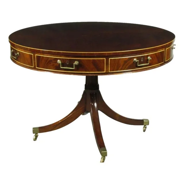 Regency Style Inlaid Drum Table