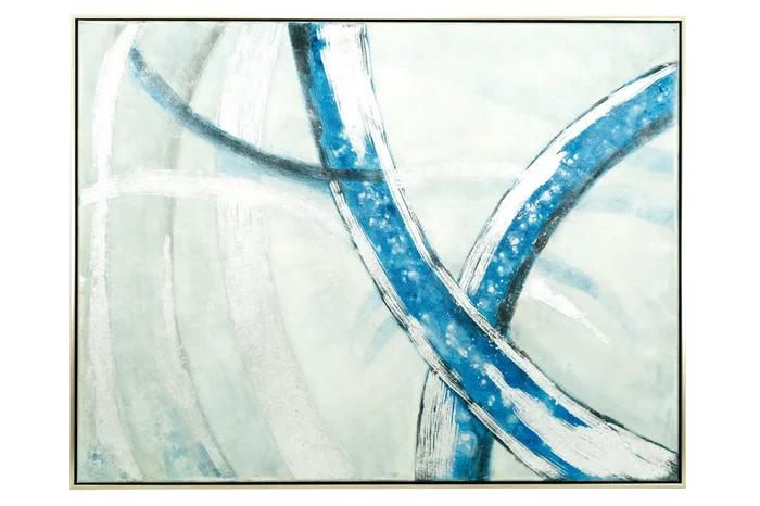 REMY Blue/Silver Hand Painted Canvas Wall Art