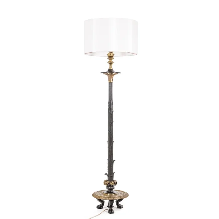 Restoration Style Floor Lamp in Bronze with Two Patinas, Circa 1900