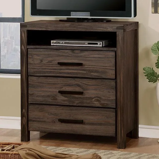 Rexburg Wire-Brushed Rustic Brown Media Chest