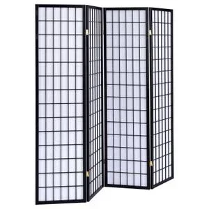Roberto 4-panel Room Divider Folding Shoji Screen Black