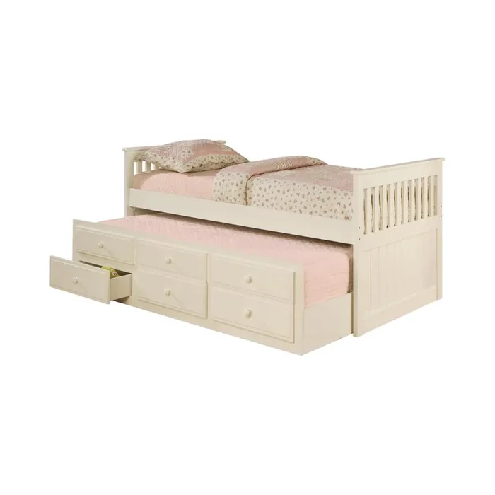Rochford Twin Captain’s Bed with Storage Trundle White