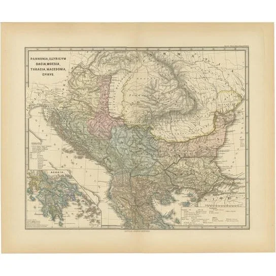 Roman Balkans Map, 1880
