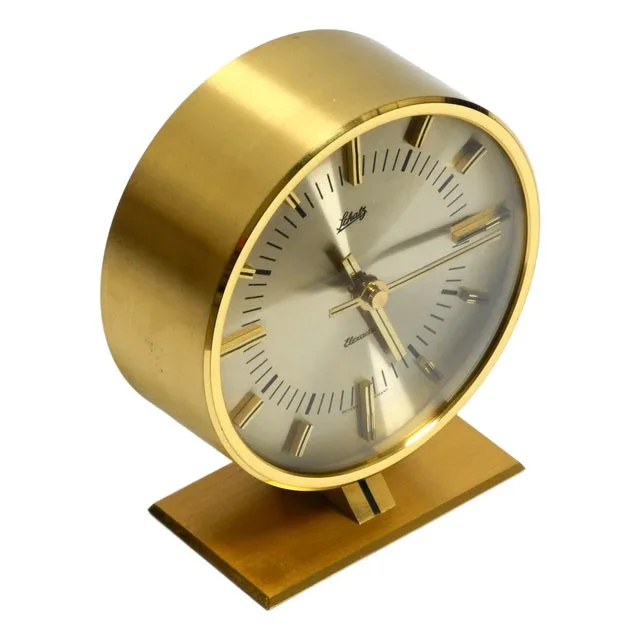 Round Brass Table Clock from Schatz, Germany, 1960s