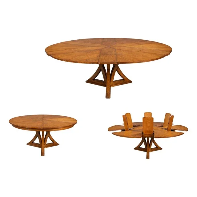 Round Jupe Table, Golden Oak Dining Table for Seating 6-10 People