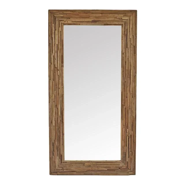 Salvaged Wood Strip Large Mirror