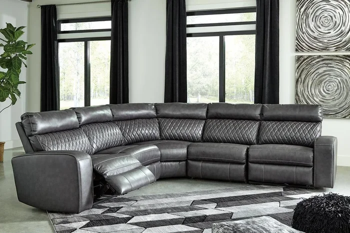 Samperstone Gray 5-Piece Power Reclining Sectional