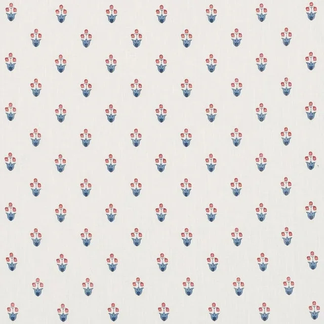 SAMPLE – Schumacher Moira Hand Print Fabric In Blue & Red