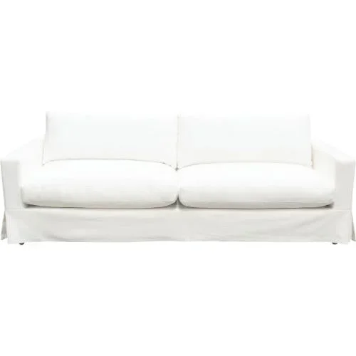 Savannah Slip-Cover Sofa in White Natural Linen