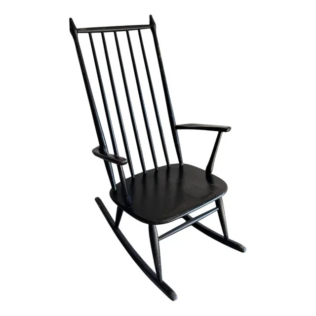 Scandinavian Black Windsor Style Rocking Chair