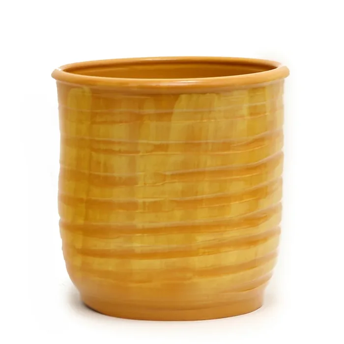 SCAVO Giardini Garden: Modern-Rustic ‘Rigato’ Cachepot/Planter Translucent TUSCAN YELLOW