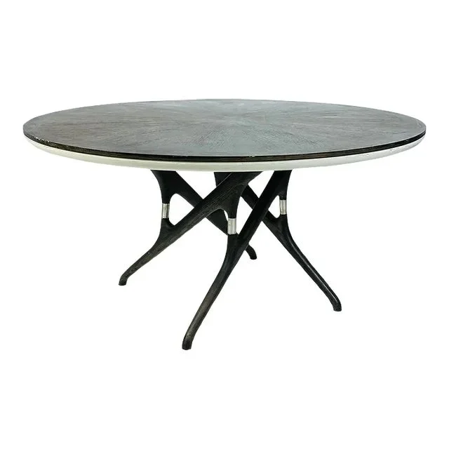 Sculptural Dining Table in Gray Oak Wood