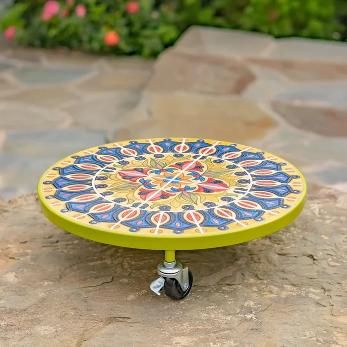 Set Of 2 13.8″ Ceramic Mosaic Tile Plant Trolleys “London”