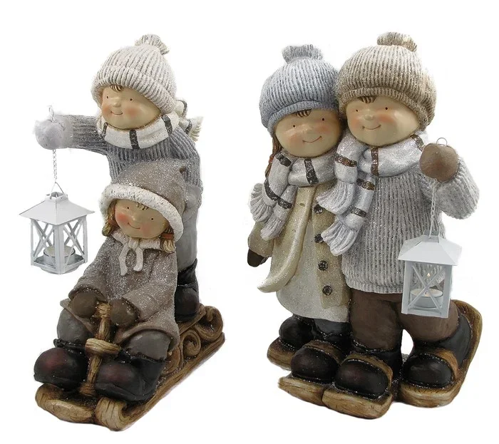 Set of 2 Tushka Couples with Snowshoes & Sleigh “Toboggan Tushkas”