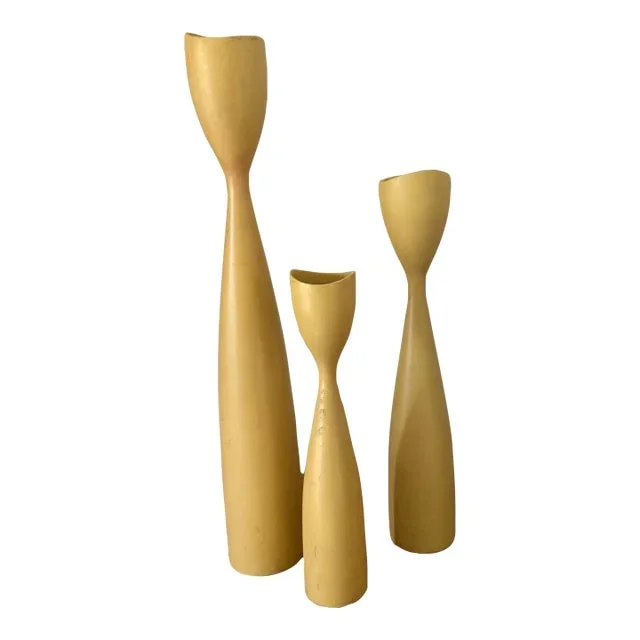 Set of 3 Mid Century Candlestick Holders