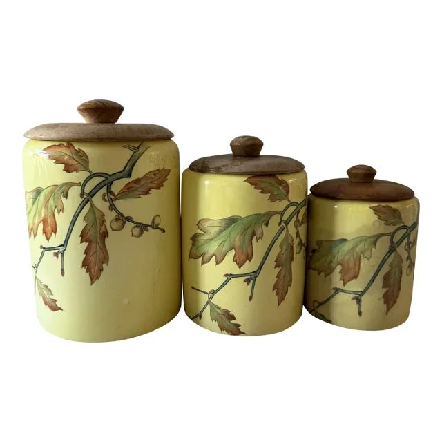 Set of 3 Mid Century Graduated Ceramic Canisters