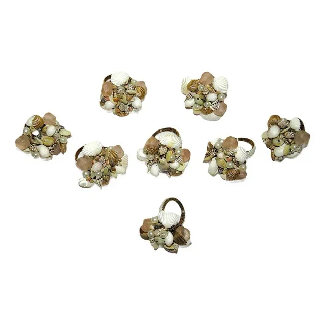Set of 8 Natural Sea Shell Coastal Napkin Rings