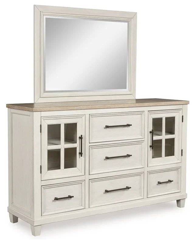 Shaybrock – Dresser And Mirror – Antique White / Brown