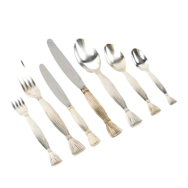 Silver Metal Moisson Cutlery Set from Hermès Paris, 1950s, Set of 48