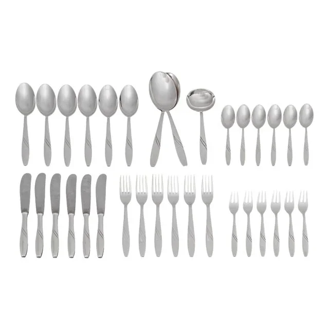 Silver-Plated Cutlery Set for 6, 1950s, Set of 33