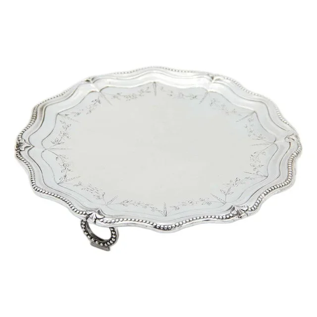 Silver Tray with Pearly Reliefs on the Rim