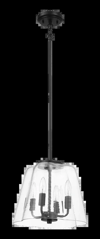 Soiree Four Candle Lights Pendant With Clear Glass – Black Finish