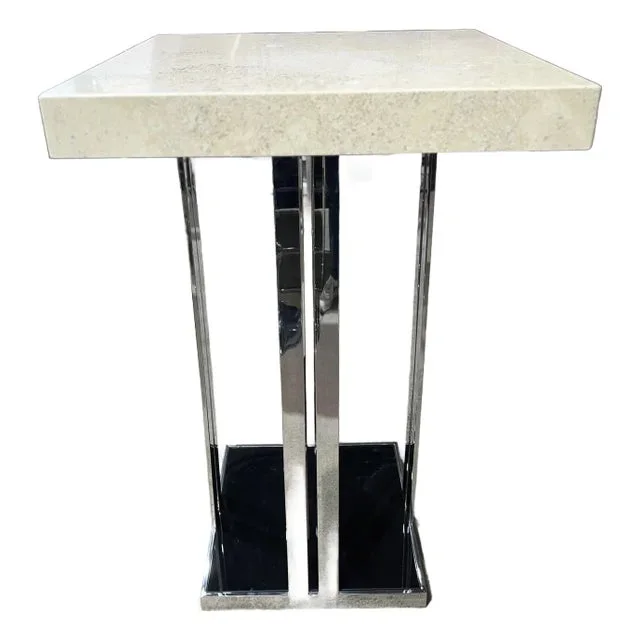 Stone International “Aurora” Stone & Chrome Pub Table