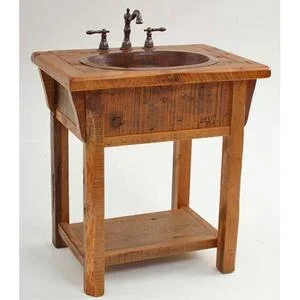 Stony Brooke Open Vanity With Shelf and Wood Top