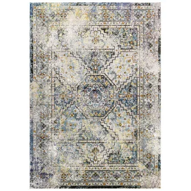 Success Jacinda Distressed Vintage Floral Vintage Medallion 5×8 Area Rug / R-1164-58
