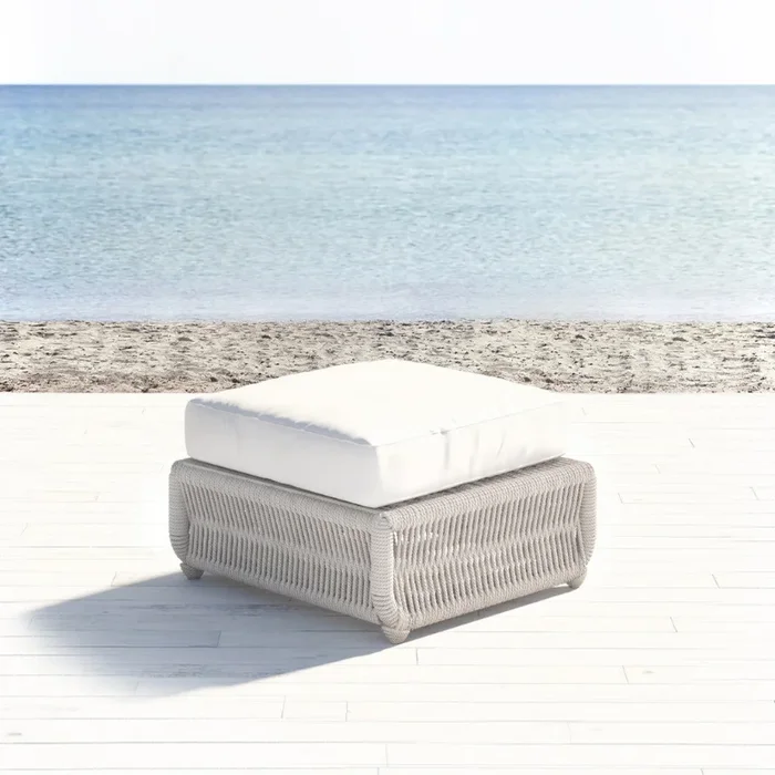 Sunset West Dana Rope Ottoman with cushions
