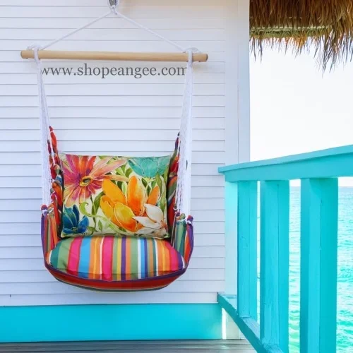Swing Set 4 piece – Le Jardin Stripe w/ Tropical 1 (Item # ljtrp1-sp)