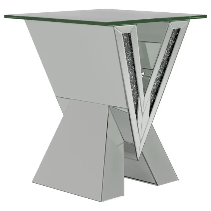 Taffeta – Glass Top Mirrored Acrylic Table