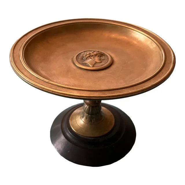 Tazza Shallow Dish on a Pedestal With Marble Base