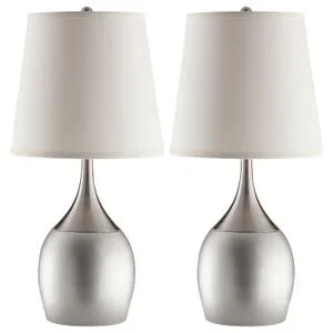 Tenya 24-inch Empire Shade Urn Table Lamp Silver (set of 2)