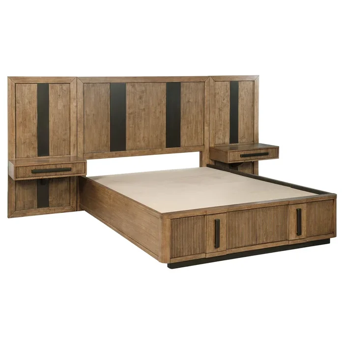 Terrace Ash Brown Wall Panel California King Storage Bed
