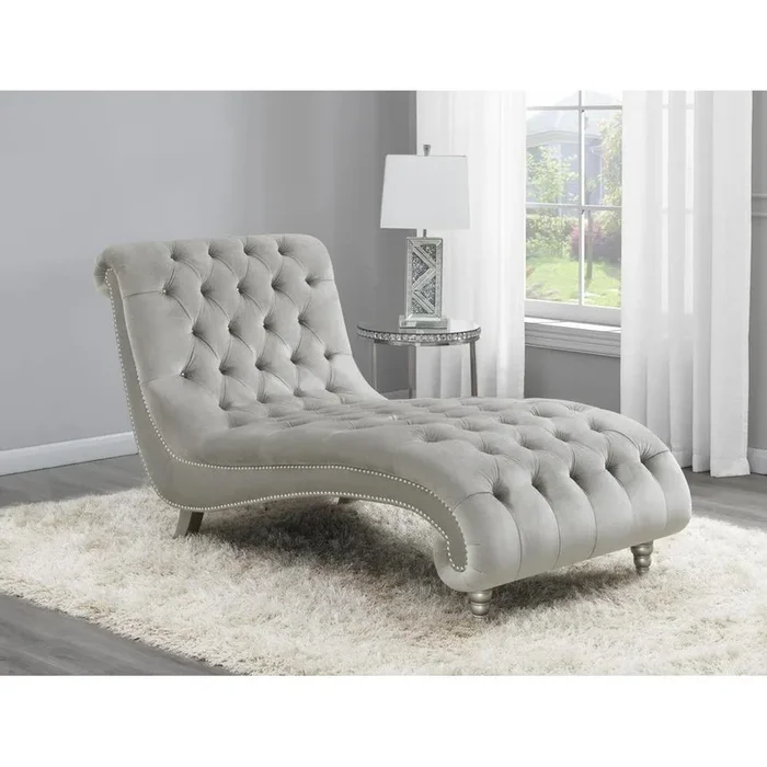 Tufted Cushion Chaise – Silver