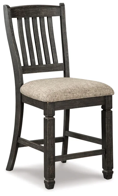 Tyler Creek – Upholstered Barstool (Set of 2) – Black / Grayish Brown