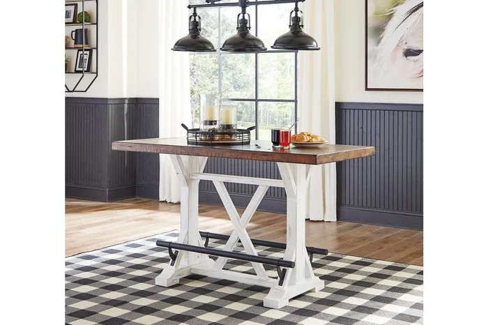 Valebeck White/Brown Counter Height Dining Table