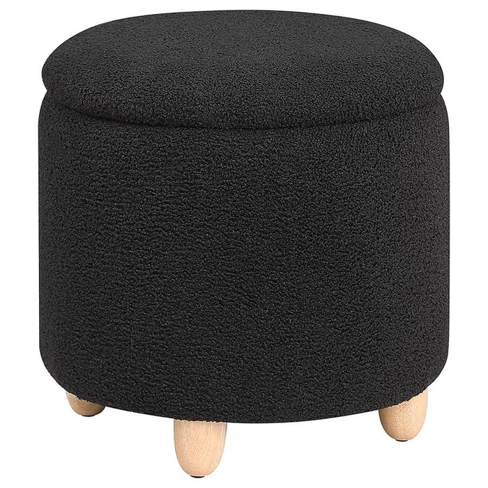 Valia – Faux Sheepskin Upholstered Round Storage Ottoman