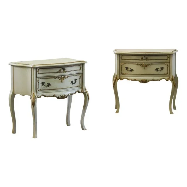 Venetian Style Painted Wood Nightstands, 1960s, Set of 2