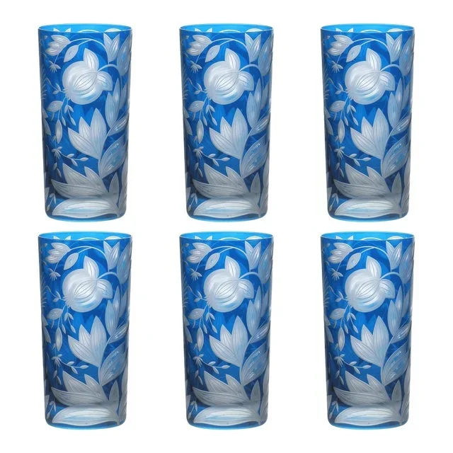 Verdure Highball Glasses, Set of 6, Azure