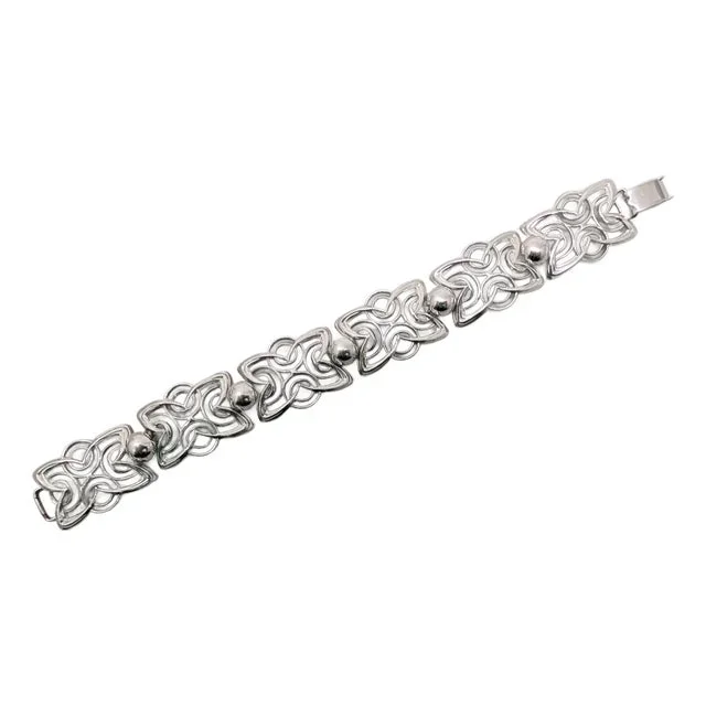 Vintage 1950s Signed Napier Modernist Rhodium Plated Openwork Link Bracelet