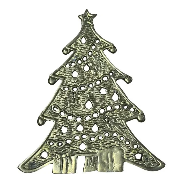 Vintage 1980’s Solid Brass Christmas Tree Shaped Trivet